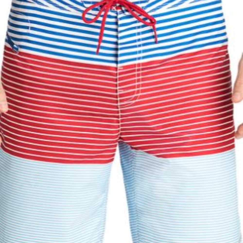 Vineyard Vines Whale Harbor Stripe Board Shorts Boys Large
